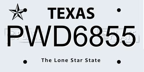 PWD6855 Texas License Plate