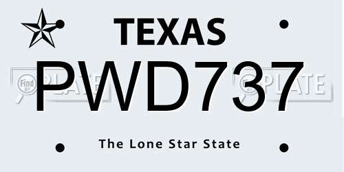 PWD737 Texas License Plate