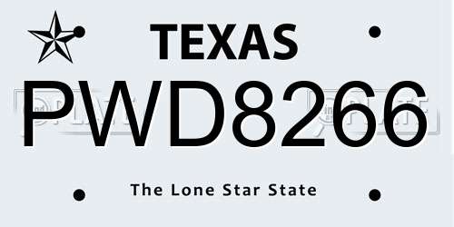 PWD8266 Texas License Plate