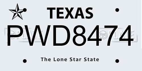 PWD8474 Texas License Plate