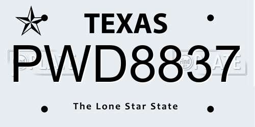 PWD8837 Texas License Plate