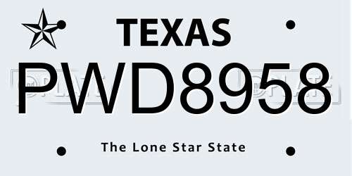 PWD8958 Texas License Plate