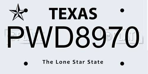 PWD8970 Texas License Plate