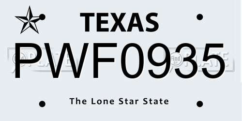 PWF0935 Texas License Plate