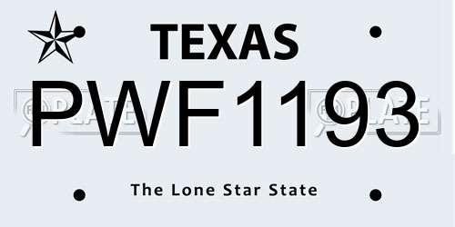 PWF1193 Texas License Plate