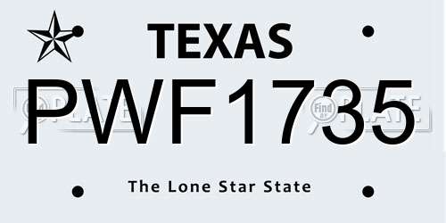 PWF1735 Texas License Plate