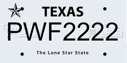 PWF2222 Texas License Plate
