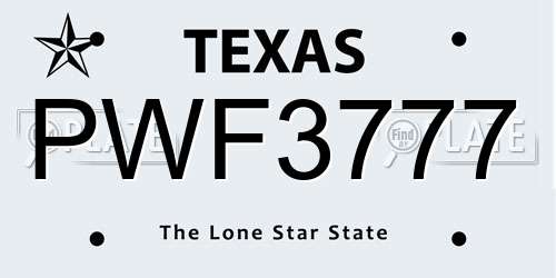 PWF3777 Texas License Plate