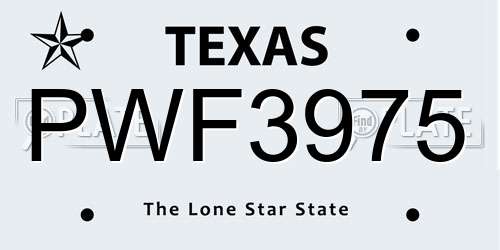 PWF3975 Texas License Plate