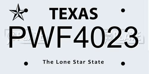 PWF4023 Texas License Plate