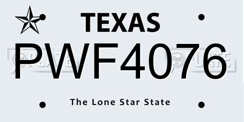 PWF4076 Texas License Plate