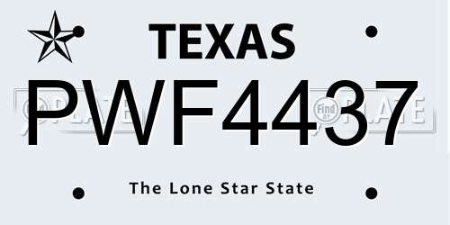 PWF4437 Texas License Plate
