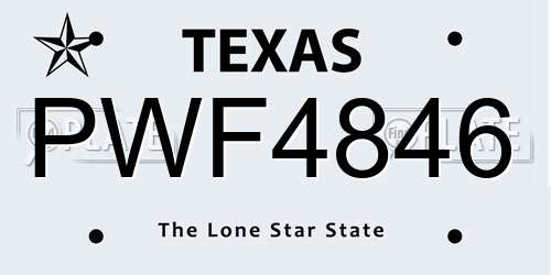 PWF4846 Texas License Plate
