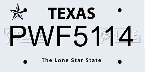PWF5114 Texas License Plate