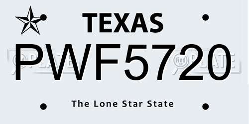 PWF5720 Texas License Plate
