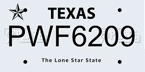 PWF6209 Texas License Plate