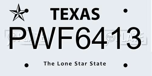 PWF6413 Texas License Plate