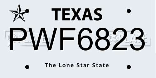 PWF6823 Texas License Plate