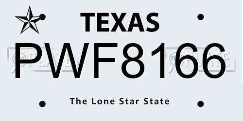 PWF8166 Texas License Plate