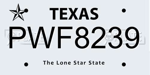 PWF8239 Texas License Plate