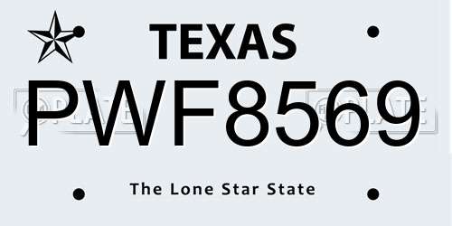 PWF8569 Texas License Plate