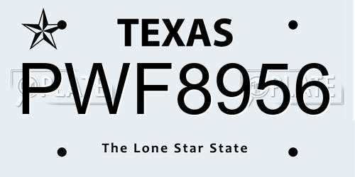 PWF8956 Texas License Plate