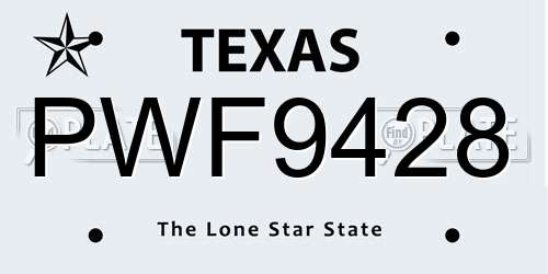 PWF9428 Texas License Plate