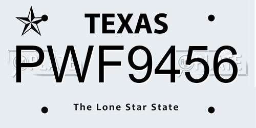 PWF9456 Texas License Plate