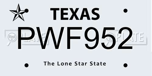 PWF952 Texas License Plate