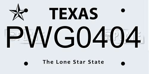 PWG0404 Texas License Plate