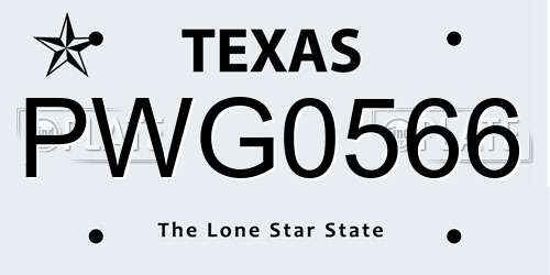 PWG0566 Texas License Plate