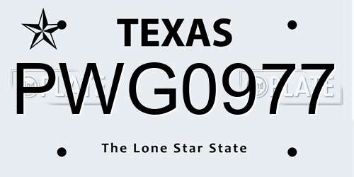 PWG0977 Texas License Plate