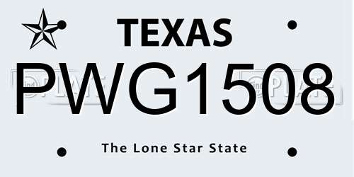 PWG1508 Texas License Plate