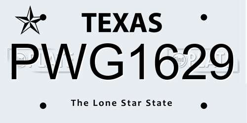 PWG1629 Texas License Plate