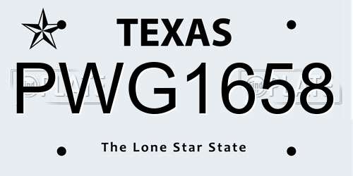 PWG1658 Texas License Plate