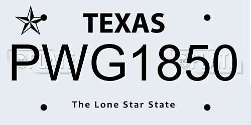 PWG1850 Texas License Plate