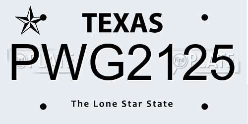 PWG2125 Texas License Plate