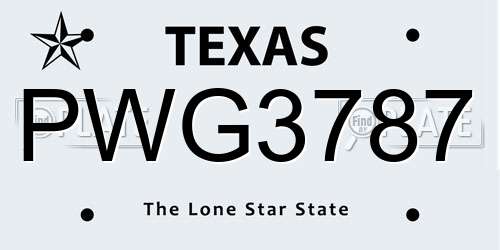 PWG3787 Texas License Plate