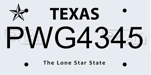 PWG4345 Texas License Plate
