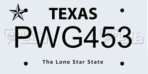 PWG453 Texas License Plate