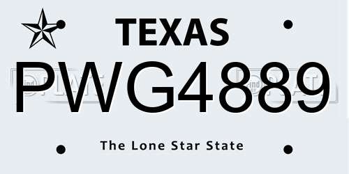 PWG4889 Texas License Plate