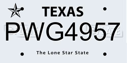 PWG4957 Texas License Plate