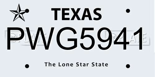 PWG5941 Texas License Plate