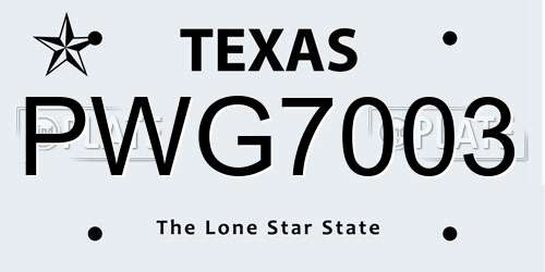 PWG7003 Texas License Plate