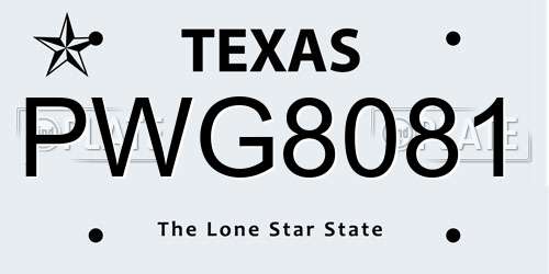 PWG8081 Texas License Plate