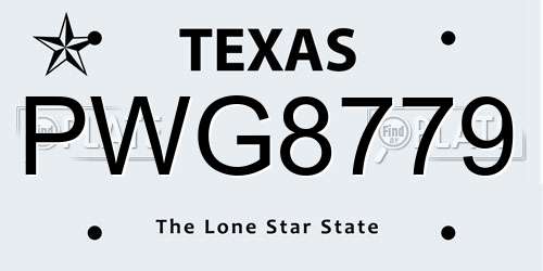 PWG8779 Texas License Plate