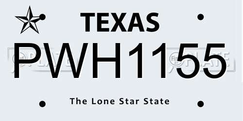 PWH1155 Texas License Plate