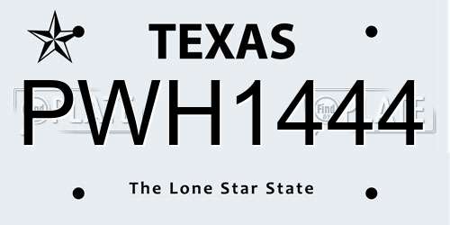 PWH1444 Texas License Plate