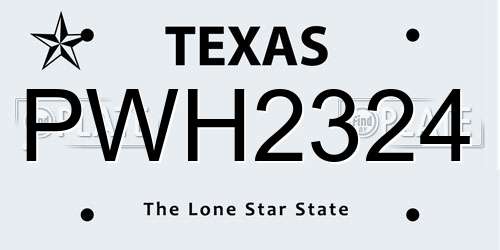 PWH2324 Texas License Plate