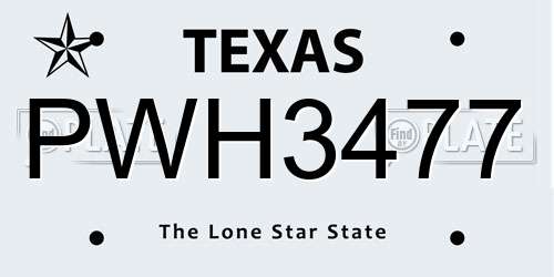 PWH3477 Texas License Plate